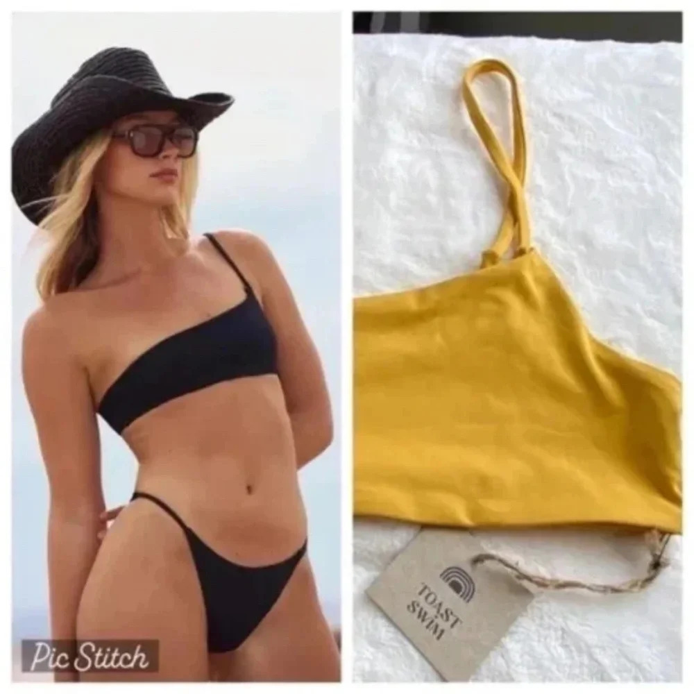 New! Free People x Toast Signature One-Shoulder Bikini top 19815